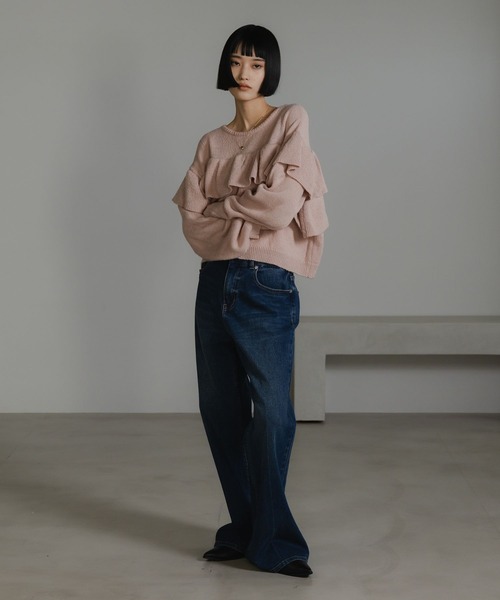 LOWRYS FARM（ローリーズファーム）の「フリルニットプルオーバーＬＳ  636139（ニット/セーター・レディース・ピンク/ブラック/アイボリー/グレー・FREE）」の11枚目の写真