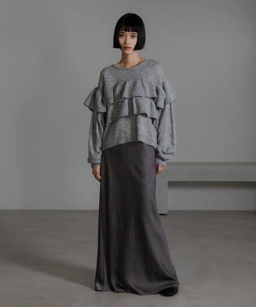 LOWRYS FARM（ローリーズファーム）の「フリルニットプルオーバーＬＳ  636139（ニット/セーター・レディース・ピンク/ブラック/アイボリー/グレー・FREE）」の15枚目の写真