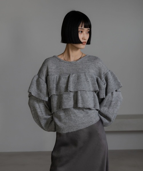 LOWRYS FARM（ローリーズファーム）の「フリルニットプルオーバーＬＳ  636139（ニット/セーター・レディース・ピンク/ブラック/アイボリー/グレー・FREE）」の18枚目の写真