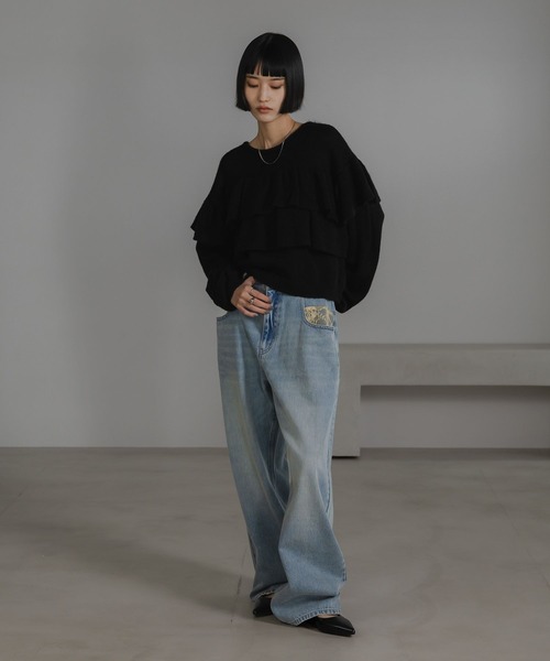 LOWRYS FARM（ローリーズファーム）の「フリルニットプルオーバーＬＳ  636139（ニット/セーター・レディース・ピンク/ブラック/アイボリー/グレー・FREE）」の21枚目の写真