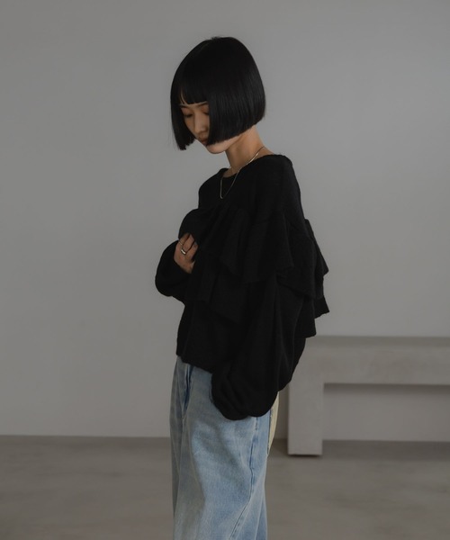 LOWRYS FARM（ローリーズファーム）の「フリルニットプルオーバーＬＳ  636139（ニット/セーター・レディース・ピンク/ブラック/アイボリー/グレー・FREE）」の22枚目の写真