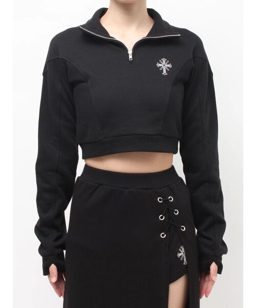 GYDA（ジェイダ）の「sacred edge crossハーフZIPショートスウェットトップス（スウェット・レディース・ブラック/グレー/オフホワイト・FREE）」の17枚目の写真