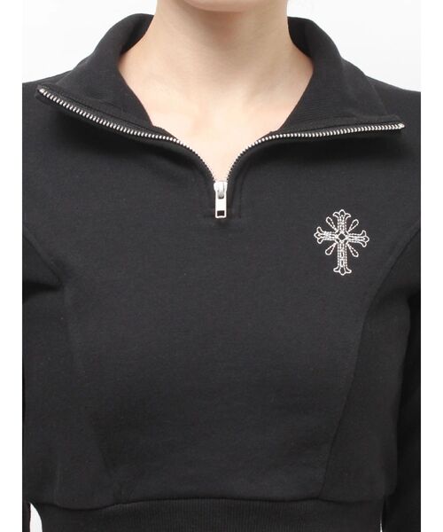 GYDA（ジェイダ）の「sacred edge crossハーフZIPショートスウェットトップス（スウェット・レディース・ブラック/グレー/オフホワイト・FREE）」の20枚目の写真