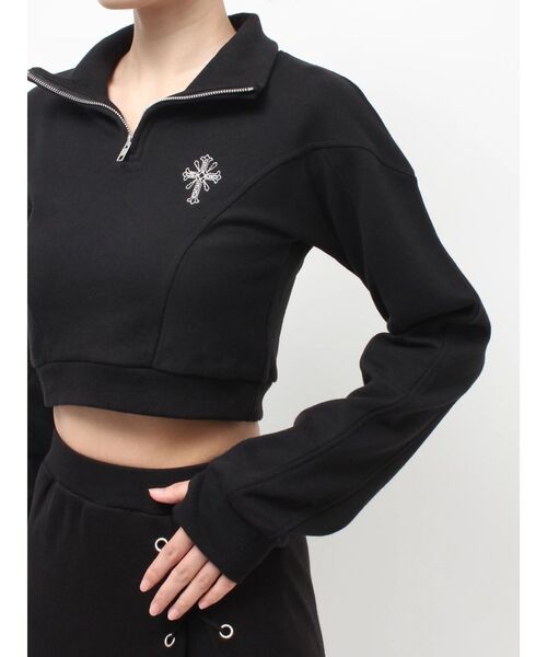 GYDA（ジェイダ）の「sacred edge crossハーフZIPショートスウェットトップス（スウェット・レディース・ブラック/グレー/オフホワイト・FREE）」の21枚目の写真