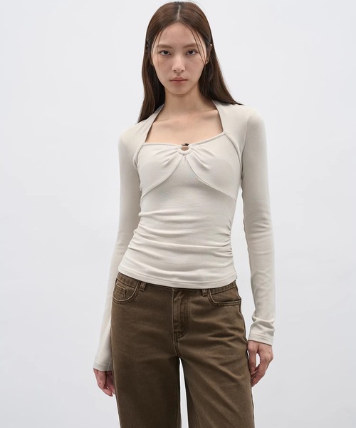 EIGHTHMONTH(エイスマンス)の「リングディテール ギャザートップス EM25a172【EIGHTHMONTH】(Tシャツ/カットソー・レディース・アイボリー/ブラック・S/M)」の18枚目の写真