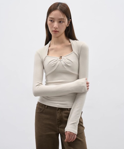 EIGHTHMONTH(エイスマンス)の「リングディテール ギャザートップス EM25a172【EIGHTHMONTH】(Tシャツ/カットソー・レディース・アイボリー/ブラック・S/M)」の21枚目の写真