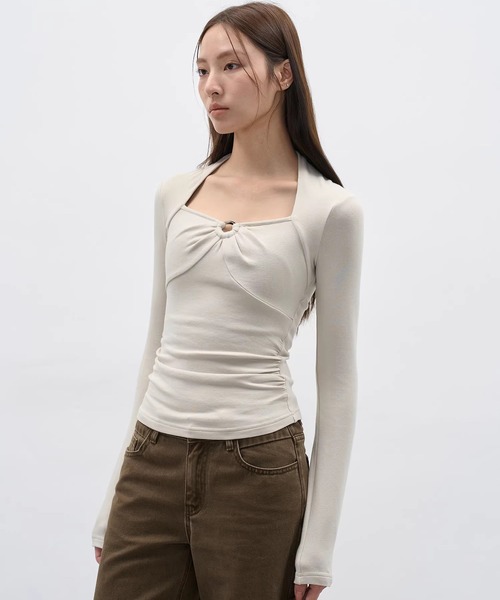 EIGHTHMONTH(エイスマンス)の「リングディテール ギャザートップス EM25a172【EIGHTHMONTH】(Tシャツ/カットソー・レディース・アイボリー/ブラック・S/M)」の22枚目の写真