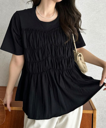 Eclat one（エクラワン）の「【Eclat one】フロント シャーリング フレア プルオーバー（Tシャツ/カットソー）」