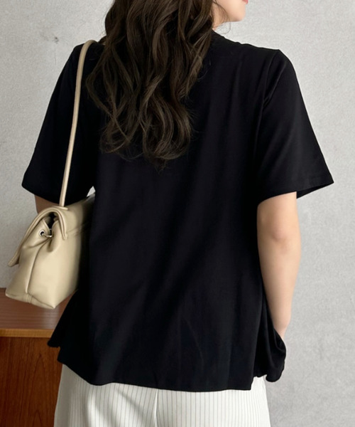 Eclat one(エクラワン)の「【Eclat one】フロント シャーリング フレア プルオーバー(Tシャツ/カットソー・レディース・チャコール/アイボリー/ブラック・FREE)」の9枚目の写真