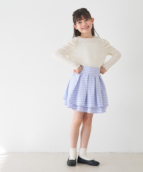 coca（coca）（コカ）の「キッズ　ギンガムチェックフレアスカート（スカート・キッズ・ブラック/ライトブルー・120/130/140/150）」の3枚目の写真