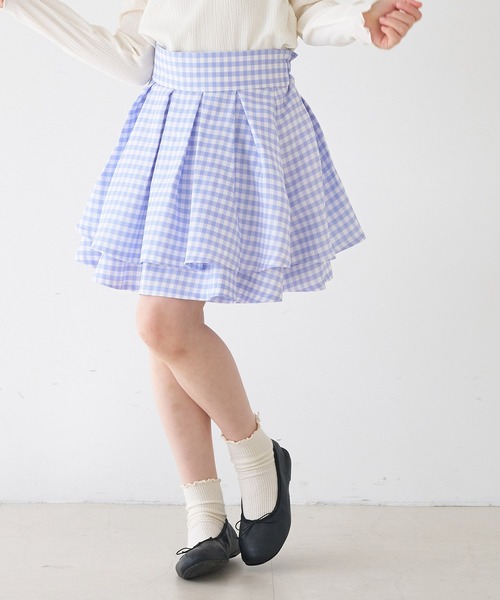 coca（coca）（コカ）の「キッズ　ギンガムチェックフレアスカート（スカート・キッズ・ブラック/ライトブルー・120/130/140/150）」の4枚目の写真