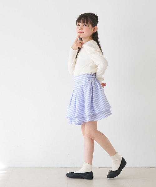 coca（coca）（コカ）の「キッズ　ギンガムチェックフレアスカート（スカート・キッズ・ブラック/ライトブルー・120/130/140/150）」の5枚目の写真