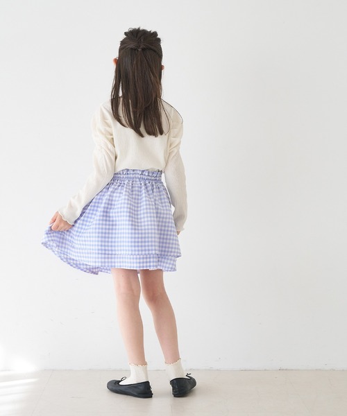 coca（coca）（コカ）の「キッズ　ギンガムチェックフレアスカート（スカート・キッズ・ブラック/ライトブルー・120/130/140/150）」の6枚目の写真