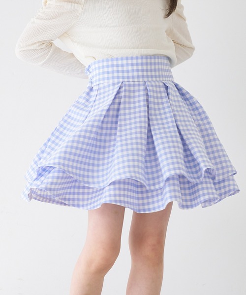 coca（coca）（コカ）の「キッズ　ギンガムチェックフレアスカート（スカート・キッズ・ブラック/ライトブルー・120/130/140/150）」の7枚目の写真