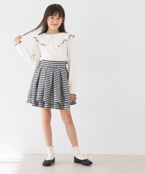 coca（coca）（コカ）の「キッズ　ギンガムチェックフレアスカート（スカート・キッズ・ブラック/ライトブルー・120/130/140/150）」の9枚目の写真
