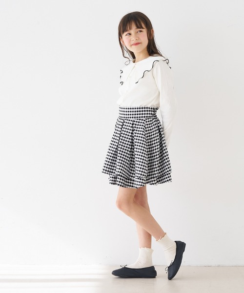 coca（coca）（コカ）の「キッズ　ギンガムチェックフレアスカート（スカート・キッズ・ブラック/ライトブルー・120/130/140/150）」の12枚目の写真