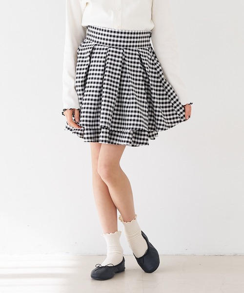 coca（coca）（コカ）の「キッズ　ギンガムチェックフレアスカート（スカート・キッズ・ブラック/ライトブルー・120/130/140/150）」の13枚目の写真