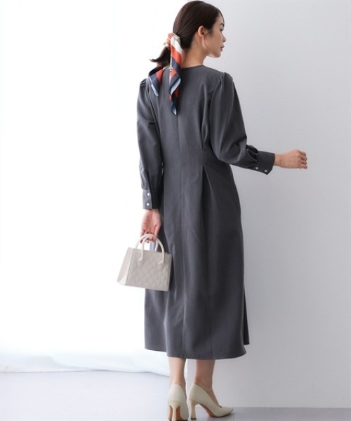 7days Life Styling(セブンデイズライフスタイリング)の「シャンブレーパフスリーブタックワンピース(ワンピース・レディース・グレー系/ネイビー系・L/M/3L/LL)」の7枚目の写真