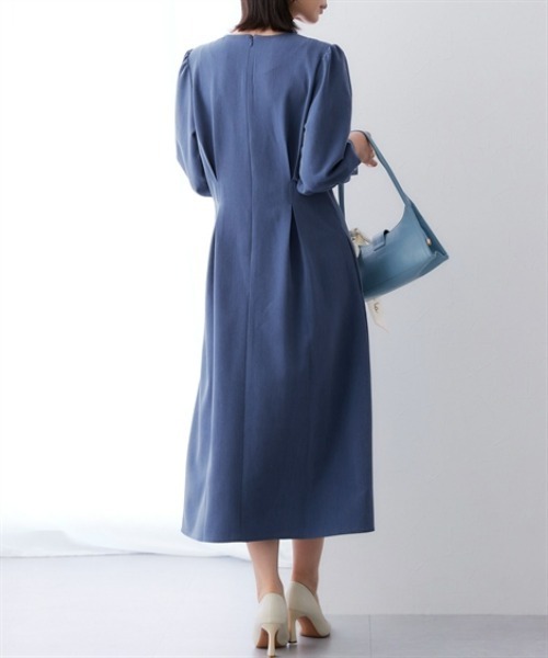 7days Life Styling(セブンデイズライフスタイリング)の「シャンブレーパフスリーブタックワンピース(ワンピース・レディース・グレー系/ネイビー系・L/M/3L/LL)」の10枚目の写真