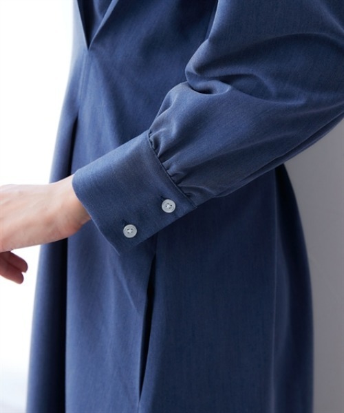 7days Life Styling(セブンデイズライフスタイリング)の「シャンブレーパフスリーブタックワンピース(ワンピース・レディース・グレー系/ネイビー系・L/M/3L/LL)」の12枚目の写真
