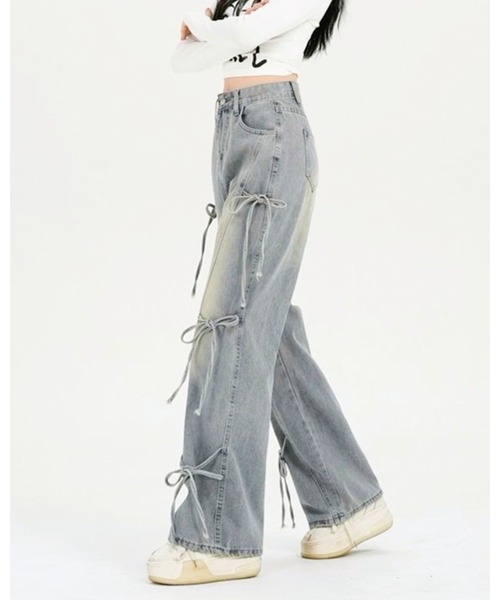 inst.ALL(インストール)の「サイド3リボンデニムパンツ(デニムパンツ・レディース・サックスブルー・S/M/L)」の9枚目の写真
