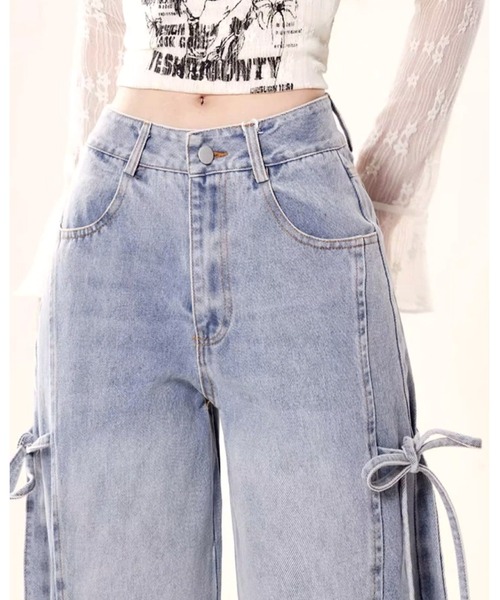 inst.ALL(インストール)の「サイド3リボンデニムパンツ(デニムパンツ・レディース・サックスブルー・S/M/L)」の17枚目の写真