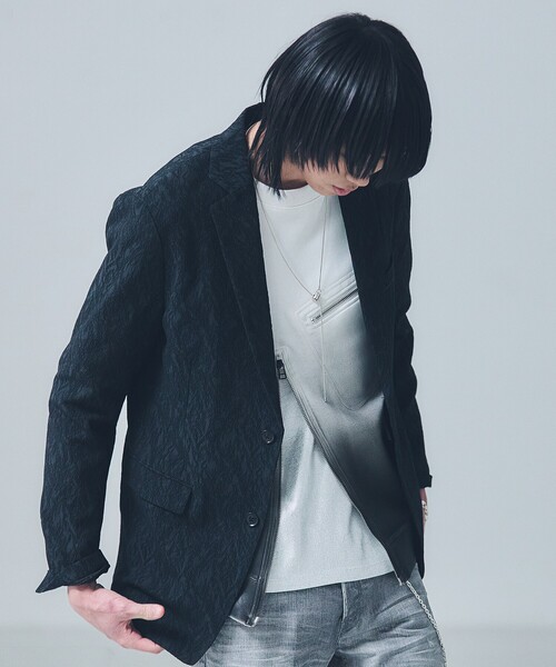 5351 POUR LES HOMMES(ゴーサンゴーイチプールオム)の「【セットアップ対応】幾何学柄 ジャガード ジャケット(テーラードジャケット・メンズ・ネイビー/ブラック・44/46/48/50)」の15枚目の写真