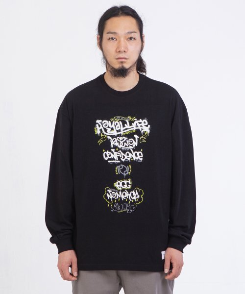 ROYALLIFE(ロイヤルライフ)の「RLLR3004 ハンドドローイングロングスリーブ - ブラック(Tシャツ/カットソー・メンズ・ブラック・LARGE)」の2枚目の写真