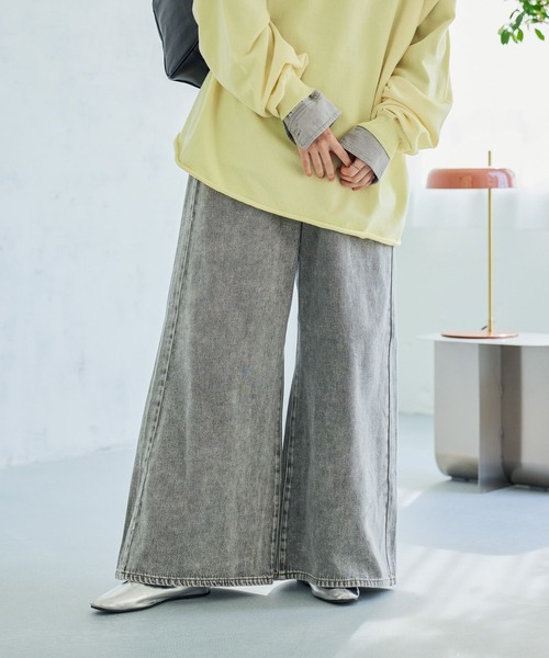 studio CLIP（スタディオクリップ）の「バギー甘織りデニムパンツ[プチ・プラスサイズあり]《CLIP denim》（デニムパンツ・レディース・グレー系その他/ライトブルー/ブルー系その他/ベージュ・LARGE/MEDIUM/PF/ﾌﾘｰ(L)）」の5枚目の写真