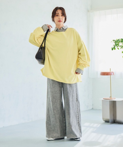 studio CLIP（スタディオクリップ）の「バギー甘織りデニムパンツ[プチ・プラスサイズあり]《CLIP denim》（デニムパンツ・レディース・グレー系その他/ライトブルー/ブルー系その他/ベージュ・LARGE/MEDIUM/PF/ﾌﾘｰ(L)）」の9枚目の写真