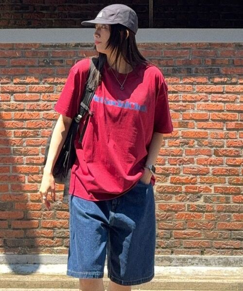 NET SOCIAL CLUB(ネットソーシャルクラブ)の「ビビッドストレートロゴ半袖Tシャツ(メランジ)(Tシャツ/カットソー・レディース・グレー・S/M/L/XL)」の7枚目の写真
