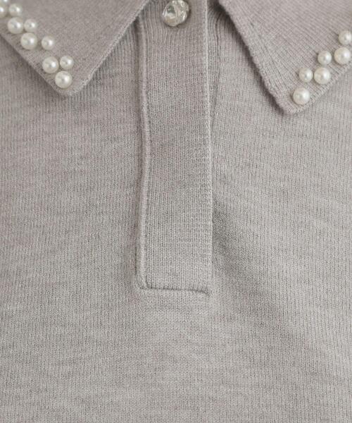 couture brooch（クチュールブローチ）の「【洗える・着映え】パール調衿ニット（ニット/セーター・レディース・グレー/ネイビー/オフホワイト・42/38/36）」の8枚目の写真
