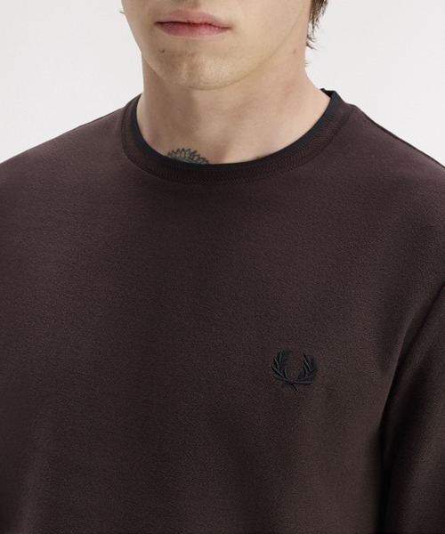 FRED PERRY(フレッドペリー)の「Trim Detail Crepe Pique T-Shirt/トリムディテールクレープピケTシャツ(Tシャツ/カットソー・メンズ・ブラック/ホワイト/ブラウン/ネイビー・S/L/M)」の7枚目の写真