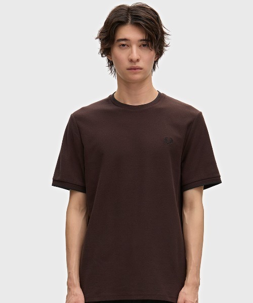 FRED PERRY(フレッドペリー)の「Trim Detail Crepe Pique T-Shirt/トリムディテールクレープピケTシャツ(Tシャツ/カットソー・メンズ・ブラック/ホワイト/ブラウン/ネイビー・S/L/M)」の13枚目の写真