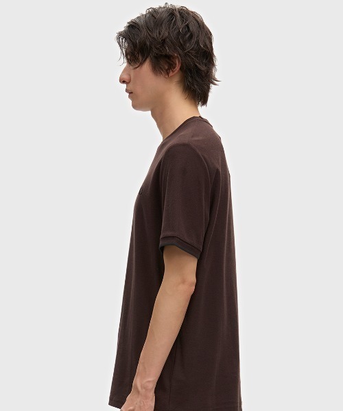 FRED PERRY(フレッドペリー)の「Trim Detail Crepe Pique T-Shirt/トリムディテールクレープピケTシャツ(Tシャツ/カットソー・メンズ・ブラック/ホワイト/ブラウン/ネイビー・S/L/M)」の14枚目の写真