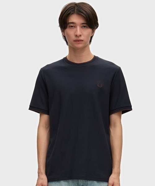 FRED PERRY(フレッドペリー)の「Trim Detail Crepe Pique T-Shirt/トリムディテールクレープピケTシャツ(Tシャツ/カットソー・メンズ・ブラック/ホワイト/ブラウン/ネイビー・S/L/M)」の18枚目の写真