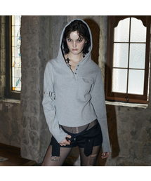 Buckle Strap Hood Long Sleeve (GRAY)