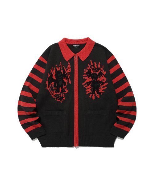 NICE GHOST CLUB(ナイスゴーストクラブ)の「CRAYON ANGEL&DEVIL ZIP POLO KNIT_BLACK(NG2ESUK680A)(ニット/セーター・レディース・ブラック・S)」の1枚目の写真