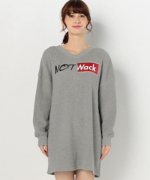 Another Edition（アナザーエディション）の「ワッフルプリントロゴワンピース/AEBC CワッフルPrtLogo OP◆（ワンピース・レディース・オフホワイト/ライトグレー・FREE）」の6枚目の写真