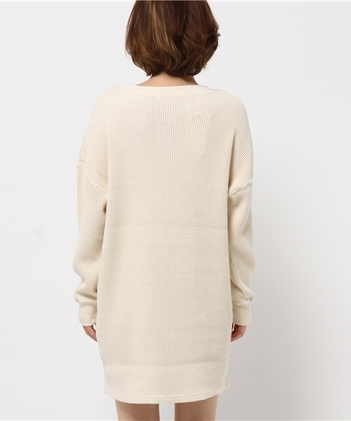 Another Edition（アナザーエディション）の「ワッフルプリントロゴワンピース/AEBC CワッフルPrtLogo OP◆（ワンピース・レディース・オフホワイト/ライトグレー・FREE）」の7枚目の写真