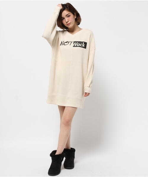 Another Edition（アナザーエディション）の「ワッフルプリントロゴワンピース/AEBC CワッフルPrtLogo OP◆（ワンピース・レディース・オフホワイト/ライトグレー・FREE）」の19枚目の写真