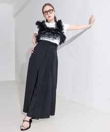 en CAnAF（エンカナフ）の「【軽やかに揺れる】リネンライク アシンメトリー プリーツロングスカート ウエストゴム 春夏（スカート）」