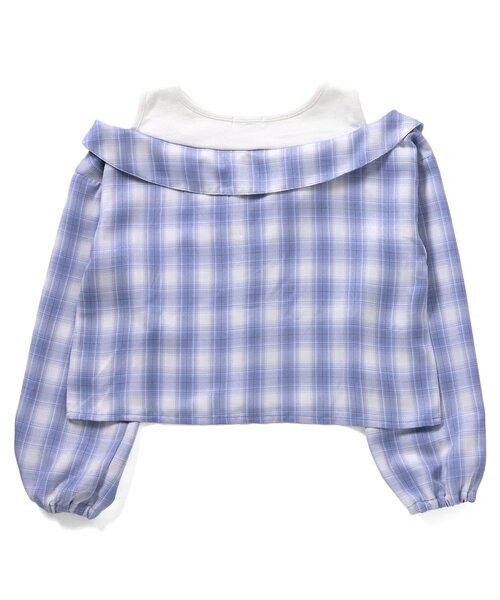 algy（アルジー）の「ドッキングチェックシャツ（シャツ/ブラウス・キッズ・オフホワイト/サックスブルー/ブラック・130/160/150/140）」の10枚目の写真