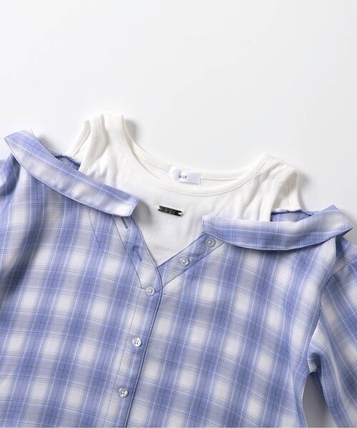 algy（アルジー）の「ドッキングチェックシャツ（シャツ/ブラウス・キッズ・オフホワイト/サックスブルー/ブラック・130/160/150/140）」の11枚目の写真