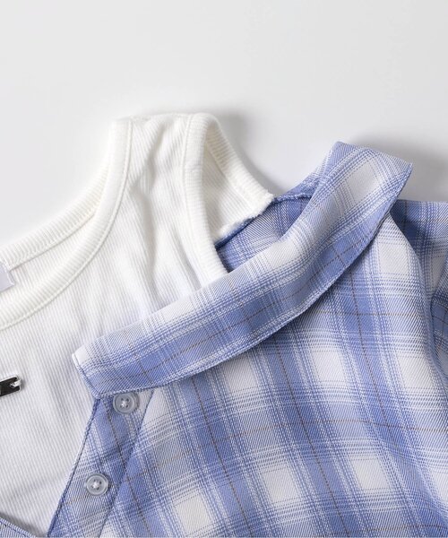 algy（アルジー）の「ドッキングチェックシャツ（シャツ/ブラウス・キッズ・オフホワイト/サックスブルー/ブラック・130/160/150/140）」の13枚目の写真