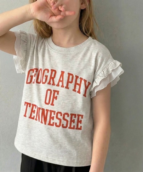 classicalelf（クラシカルエルフ）の「【キッズ】 親子リンクコーデ可能◎ダブルフリル袖カレッジライクロゴゆるTシャツ（Tシャツ/カットソー・キッズ・オートミール/イエロー/オフホワイト・100/120/140/160）」の20枚目の写真
