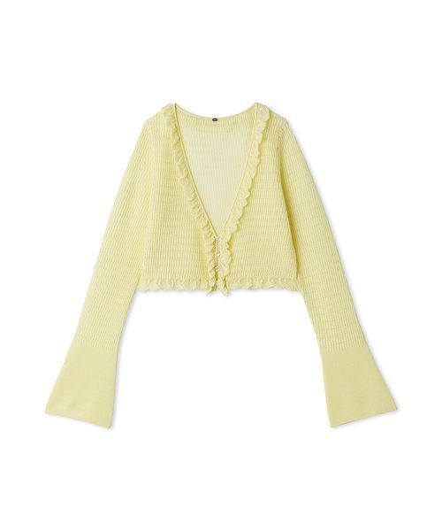 SNIDEL(スナイデル)の「シアーフリルコンパクトカーディガン(カーディガン/ボレロ・レディース・ブラウン/ホワイト/ネイビー/イエロー・F)」の4枚目の写真