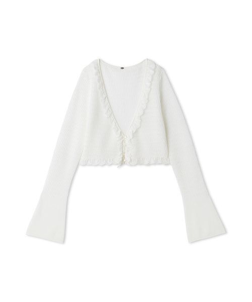 SNIDEL(スナイデル)の「シアーフリルコンパクトカーディガン(カーディガン/ボレロ・レディース・ブラウン/ホワイト/ネイビー/イエロー・F)」の22枚目の写真