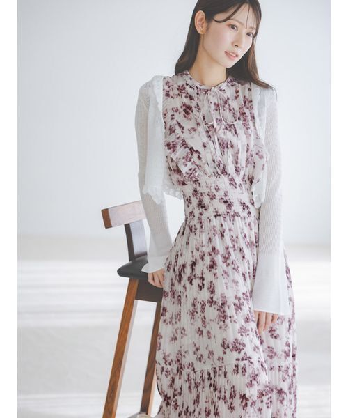 SNIDEL(スナイデル)の「シアーフリルコンパクトカーディガン(カーディガン/ボレロ・レディース・ブラウン/ホワイト/ネイビー/イエロー・F)」の7枚目の写真