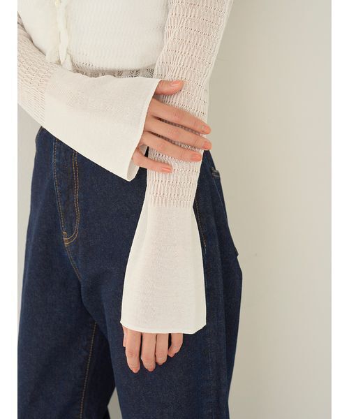 SNIDEL(スナイデル)の「シアーフリルコンパクトカーディガン(カーディガン/ボレロ・レディース・ブラウン/ホワイト/ネイビー/イエロー・F)」の19枚目の写真